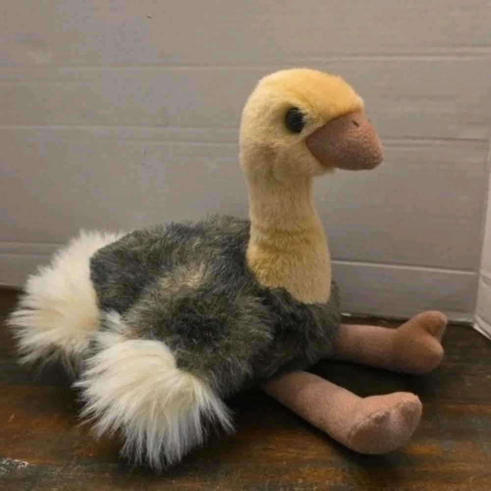 VTG Bob der Bär Ostrich Plush German Stuffed Animal Gray Yellow Bird Rare German